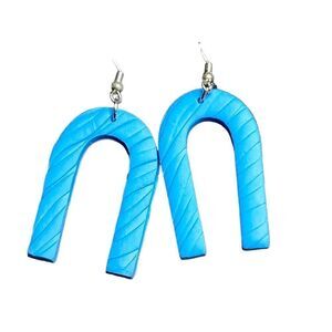 Fimo Blue Rainbow Arch Dangle Earrings